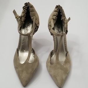 Miss Albright Gray T-strap pumps